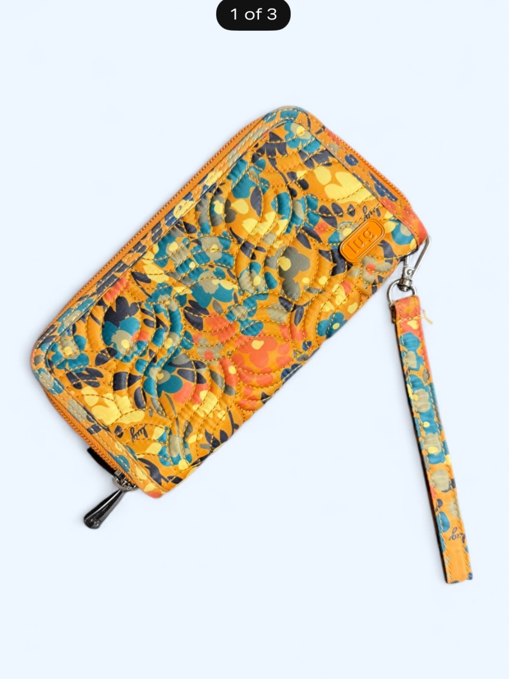 Lug Yellow Floral Quilted Wristlet Wallet